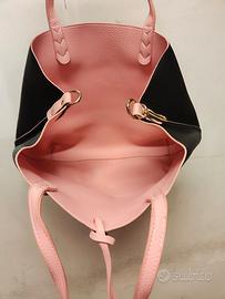 Borsa shopper grande nera e rosa – tote bag