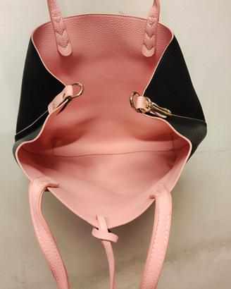 Borsa shopper grande nera e rosa – tote bag