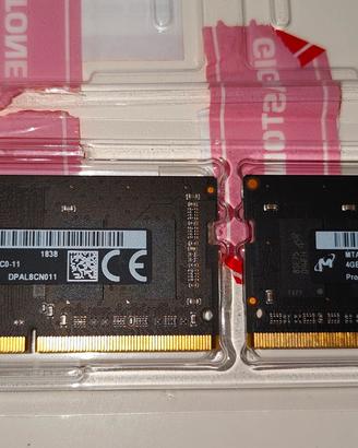 Ram DDR4 2666 mhz sodimm 4gb + 4gb totale 8gb
