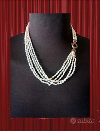 collana multifilo vintage perle di fiume 