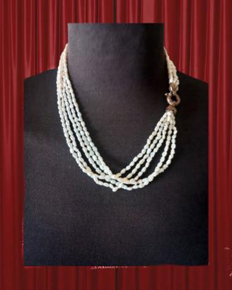 collana multifilo vintage perle di fiume 