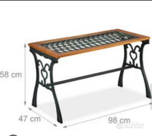 tavolino legno e ghisa 