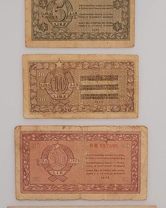 LIRE 1-5-10-50-100 SERIE OCCUPAZIONE ISTRIA WW2