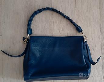 borsa blu in vera pelle 