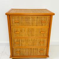 Cassettiera in rattan e bambù