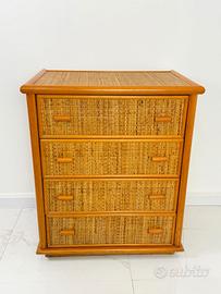 Cassettiera in rattan e bambù