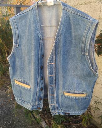 Gilet in Jeans Wampum Taglia S/Anni 80/Vintage