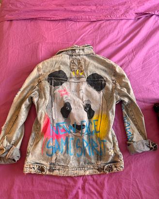 zara giacca jeans panda S