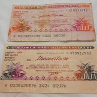 2 Miniassegni del 77 Banco Chiavari Riviera Ligure