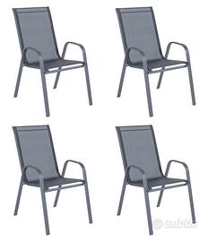 Set 4 Sedie Da Giardino Impilabili