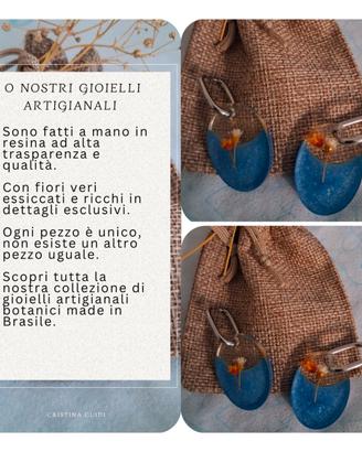 Orecchini artigianali con elementi botanici