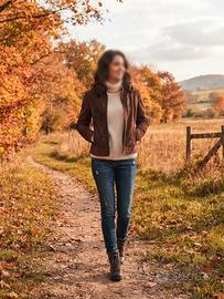 Giacca vera pelle scamosciata donna tg.42 Made In