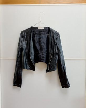 Giacca biker nera in ecopelle Rinascimento