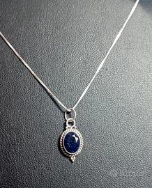 Collana in argento 925 e zaffiro naturale 