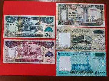 Set collezione 5 banconote Somalia e Somaliland 