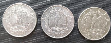 Lotto 3 di monete di 2 lire regno d'Italia