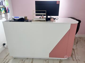 Banco cassa 160 cm bianco dettagli rosa