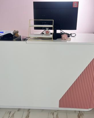 Banco cassa 160 cm bianco dettagli rosa
