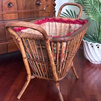 Cesto cucito vintage bambù rattan anni 50/60