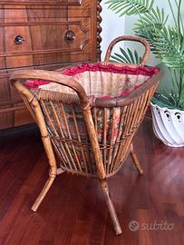 Cesto cucito vintage bambù rattan anni 50/60