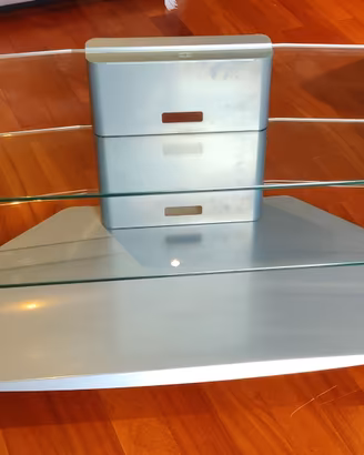 Carrello in vetro e acciaio porta TV e console