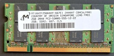 Memoria RAM 2GB PC2 PC3