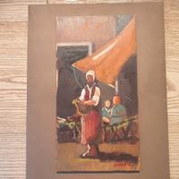 Quadro dipinto a olio su comepnsato 25x13