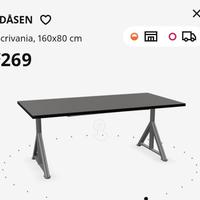 Scrivania 160x80 nero / come  nuovo