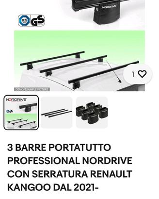 Barre 3 portatutto Nordrive x Renault Kangoo dal 2