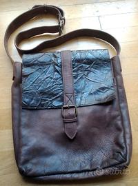 Borsa a tracolla pelle marrone, artigianale