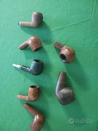 Lotto di 7 pipe in radica senza bocchino