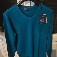 Maglione donna scollo a V blu/verde taglia S -M