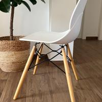 Set 4 sedie design bianco e legno