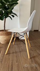 Set 4 sedie design bianco e legno