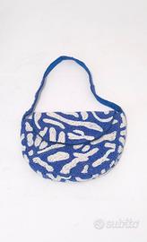 Borsetta vintage donna perline blu 