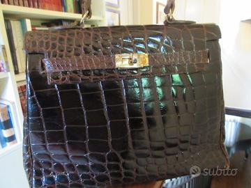 Borsa in coccodrillo marrone KELLY
