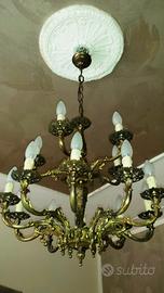 Lampadario Vintage Anni 60 in Ottone a 14 Luci