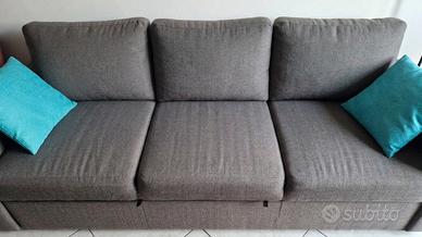 Divano letto grigio comodo 3 posti