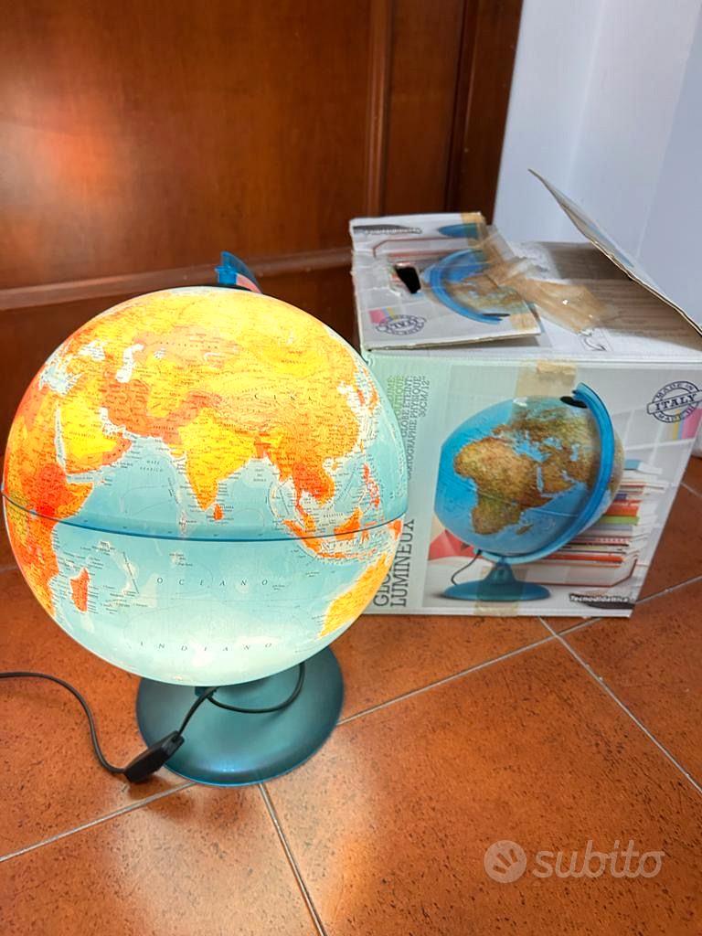 Tecnodidattica Mappamondo Atmosphere Nodo - Diametro 30 Cm, Con Luce LED, Base Acciaio, Made In Italy