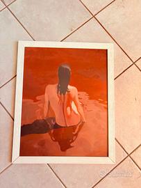 Dipinto con cornice "donna nuda in acqua"