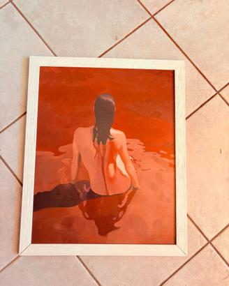 Dipinto con cornice "donna nuda in acqua"
