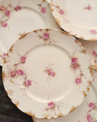Set 6 piatti antichi  Limoges dipinti con rose 