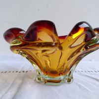 Posacenere vintage in vetro di Murano a fiore