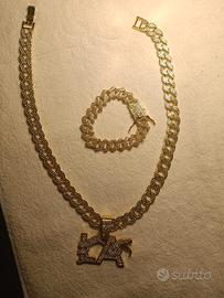 Set Collana e Bracciale "LA" stile Hip Hop