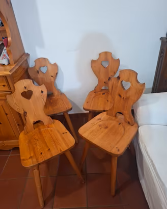 4 sedie stile tirolese  pino massello 