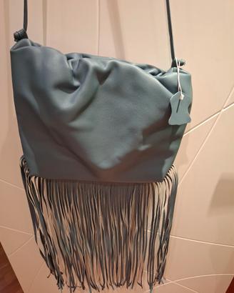 Borsa donna in pelle con frange