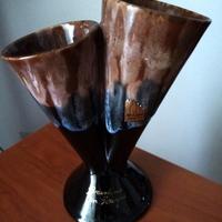 Vaso doppio francese decorativo vintage in grès