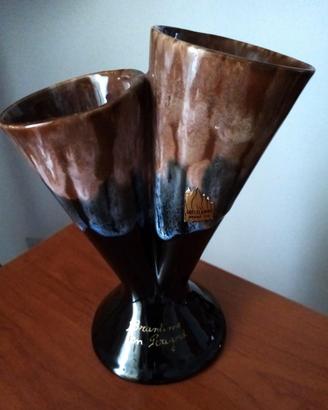 Vaso doppio francese decorativo vintage in grès
