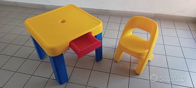 Chicco set tavolo - tavolino giallo blu e sedia