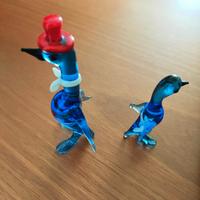 Statuette Murano Vetro Blu Uccelli